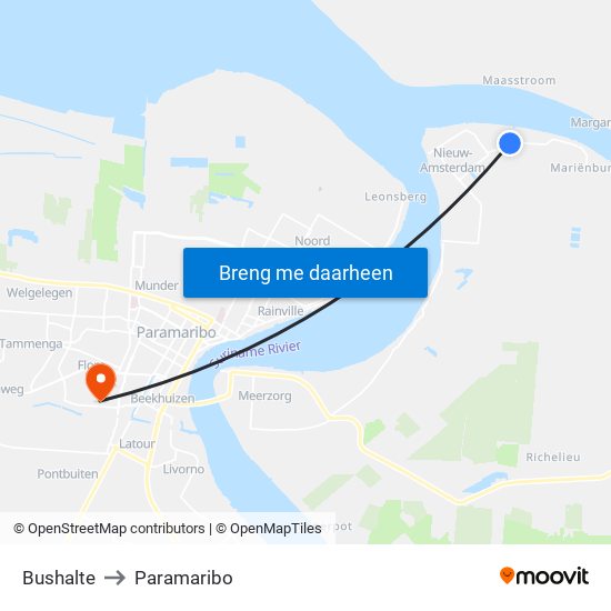 Bushalte to Paramaribo map