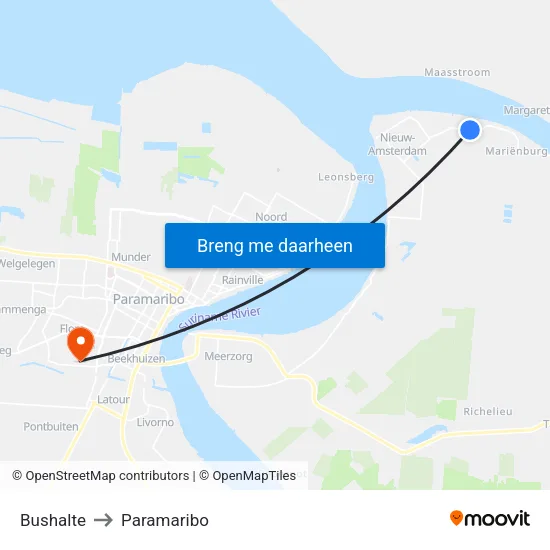 Bushalte to Paramaribo map