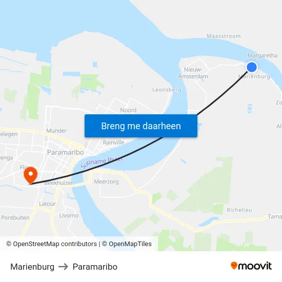 Marienburg to Paramaribo map