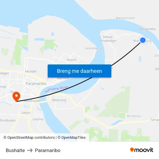 Bushalte to Paramaribo map