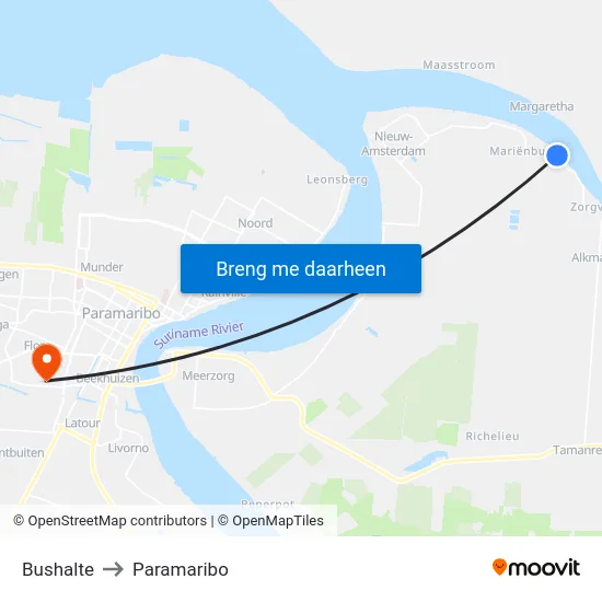 Bushalte to Paramaribo map