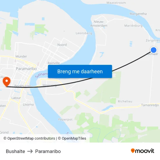 Bushalte to Paramaribo map