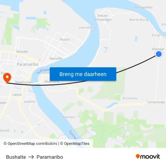 Bushalte to Paramaribo map