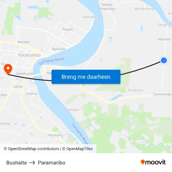 Bushalte to Paramaribo map
