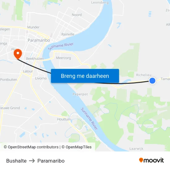 Bushalte to Paramaribo map