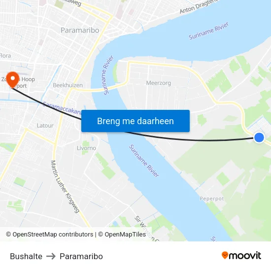 Bushalte to Paramaribo map