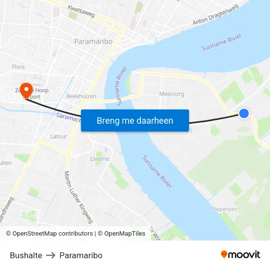 Bushalte to Paramaribo map