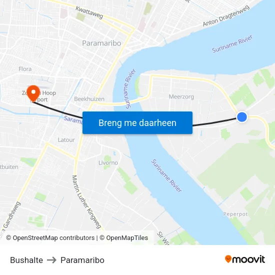 Bushalte to Paramaribo map
