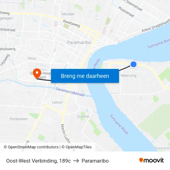 Oost-West Verbinding, 189c to Paramaribo map