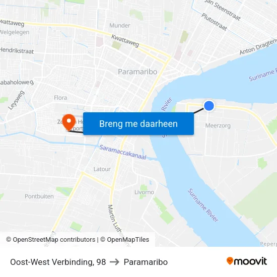 Oost-West Verbinding, 98 to Paramaribo map