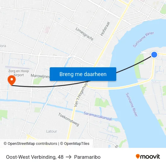 Oost-West Verbinding, 48 to Paramaribo map