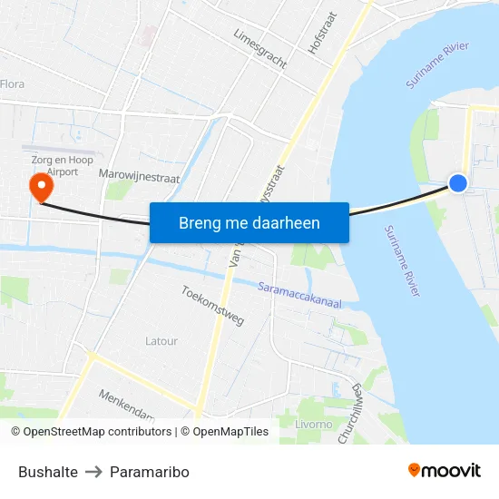 Bushalte to Paramaribo map