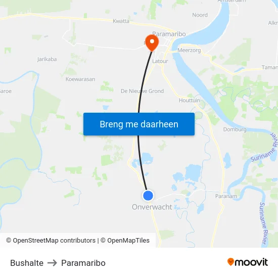 Bushalte to Paramaribo map