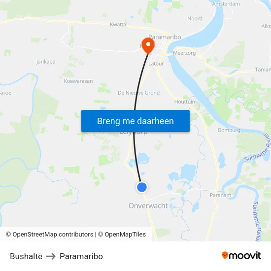 Bushalte to Paramaribo map