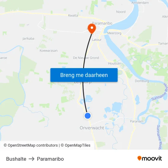 Bushalte to Paramaribo map