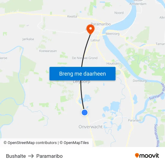 Bushalte to Paramaribo map