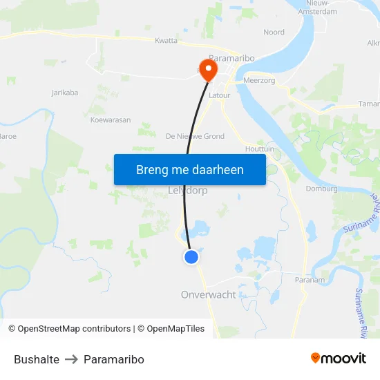 Bushalte to Paramaribo map