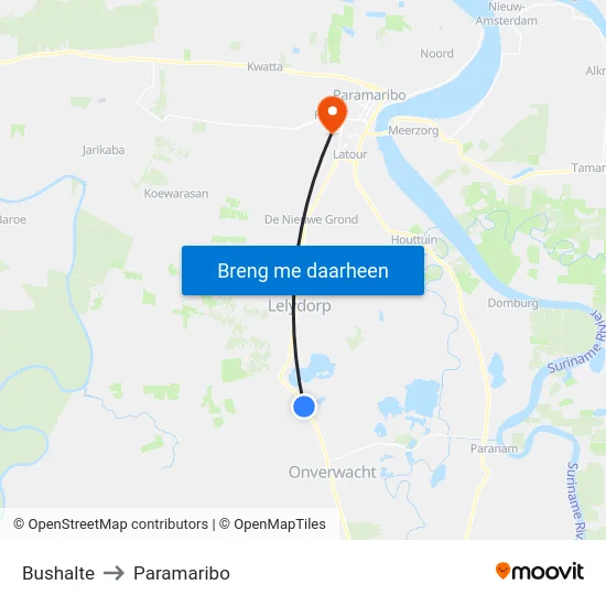 Bushalte to Paramaribo map