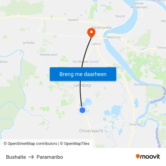 Bushalte to Paramaribo map