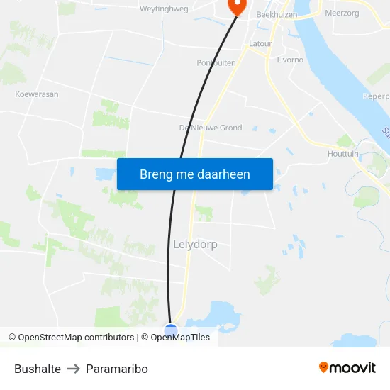Bushalte to Paramaribo map