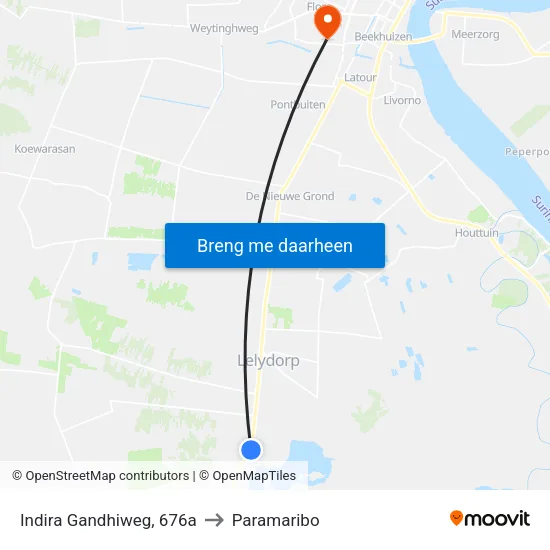 Indira Gandhiweg, 676a to Paramaribo map