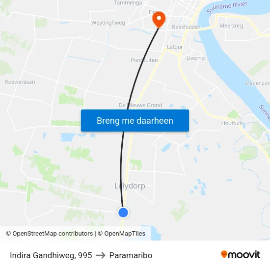 Indira Gandhiweg, 995 to Paramaribo map