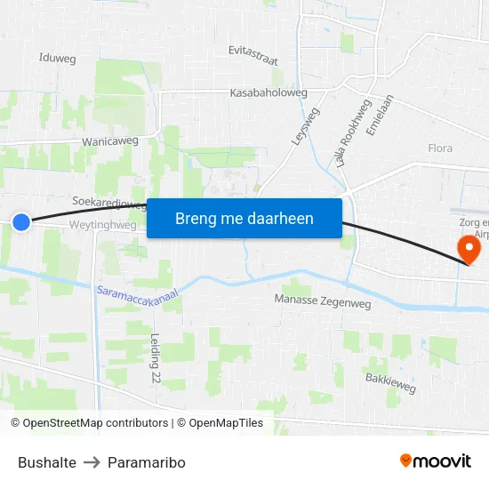 Bushalte to Paramaribo map