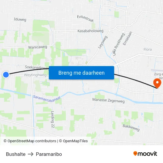 Bushalte to Paramaribo map