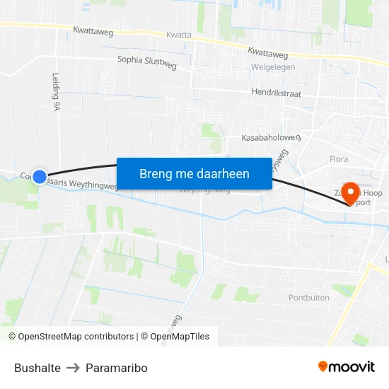 Bushalte to Paramaribo map