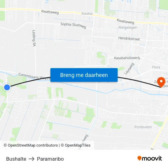 Bushalte to Paramaribo map