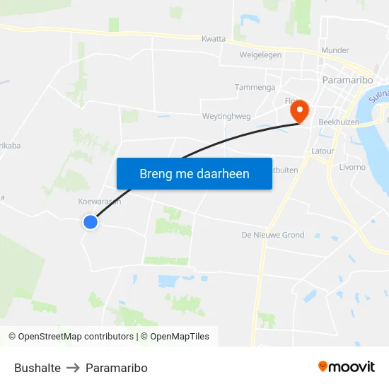 Bushalte to Paramaribo map