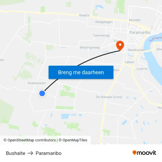Bushalte to Paramaribo map