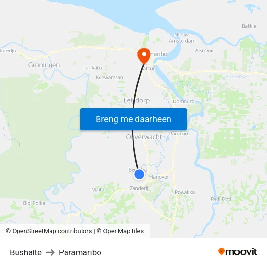 Bushalte to Paramaribo map