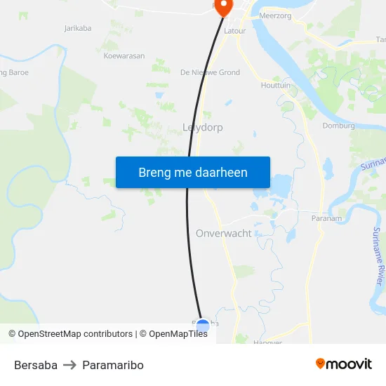 Bersaba to Paramaribo map