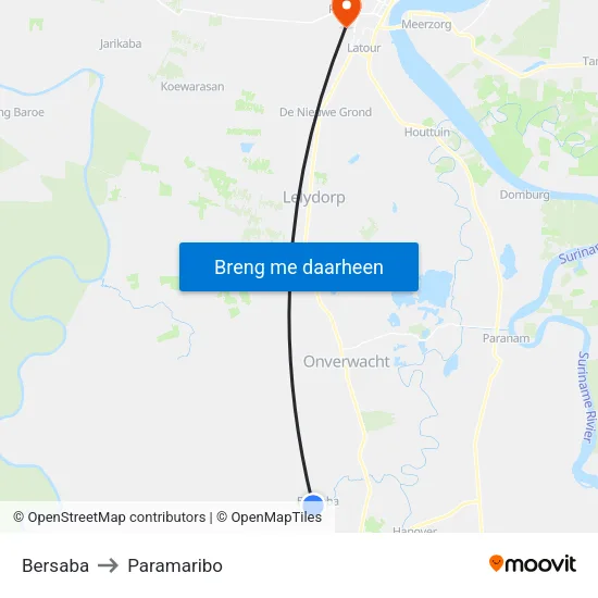 Bersaba to Paramaribo map