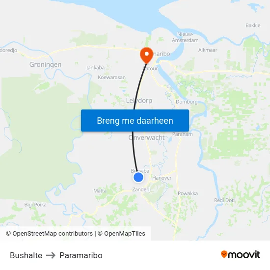 Bushalte to Paramaribo map