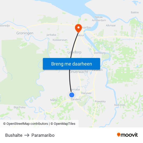 Bushalte to Paramaribo map