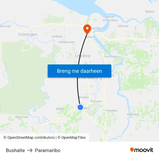 Bushalte to Paramaribo map