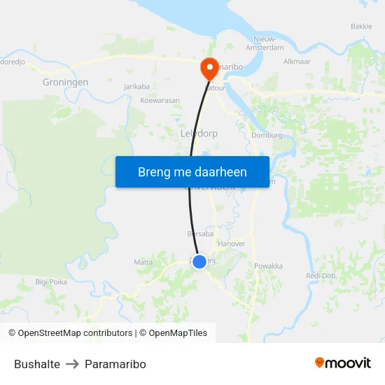Bushalte to Paramaribo map