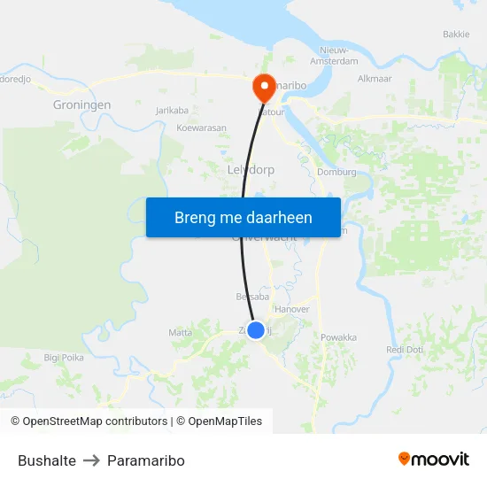 Bushalte to Paramaribo map