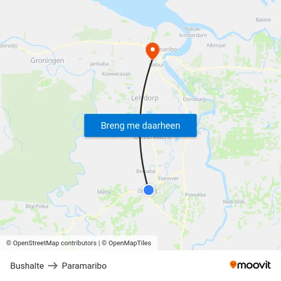 Bushalte to Paramaribo map