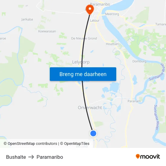 Bushalte to Paramaribo map