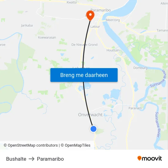Bushalte to Paramaribo map