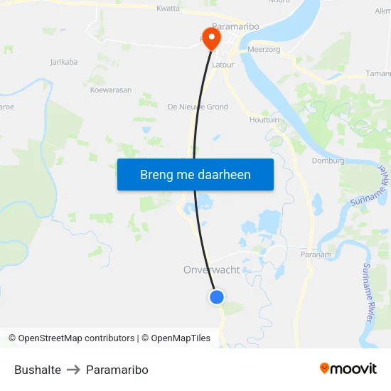 Bushalte to Paramaribo map