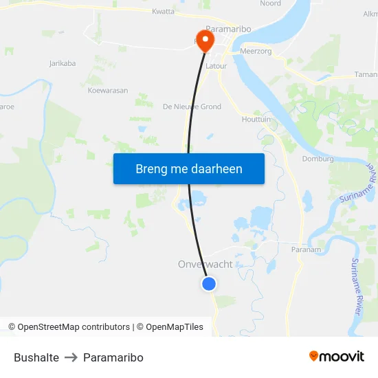 Bushalte to Paramaribo map