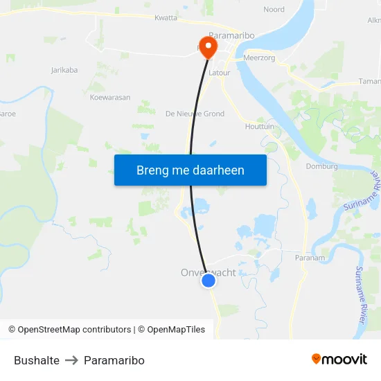 Bushalte to Paramaribo map