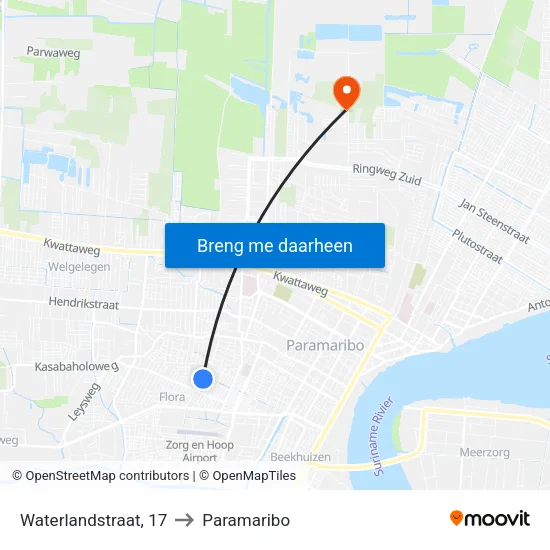 Waterlandstraat, 17 to Paramaribo map