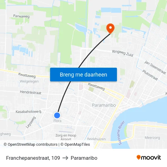 Franchepanestraat, 109 to Paramaribo map