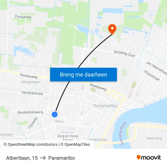 Albertlaan, 15 to Paramaribo map