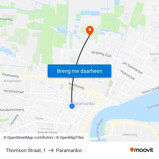 Thomson Straat, 1 to Paramaribo map